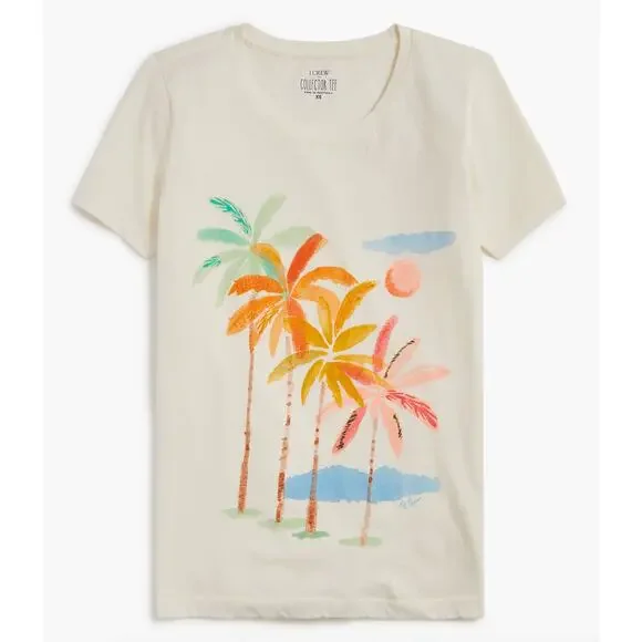 J. Crew Collector Palms Graphic Cotton Tee BY964 Size M - Picture 3 of 12
